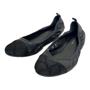 Judith Ripka | Black Leather Slip on Alberta Flats 7.5‎